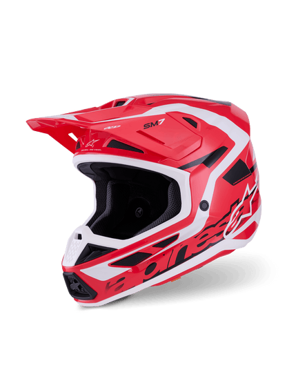 Alpinestars S‑M7 Deed Vollgesichtshelm ECE 22.06 Rot-Schwarz-Weiß Glänzend - MxProStoreParts