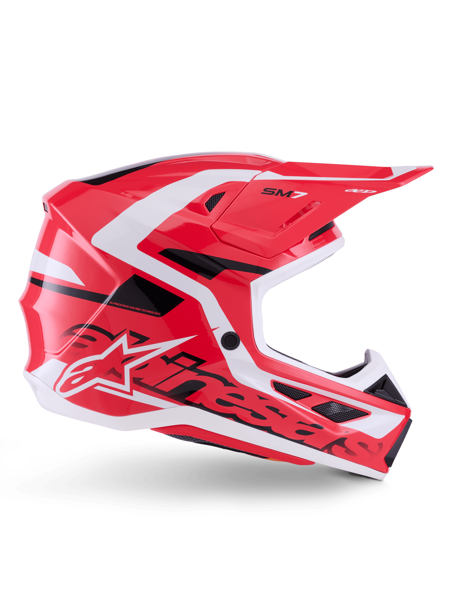 Alpinestars S-M7 Deed Vollgesichtshelm ECE 22.06 Rot-Schwarz-Weiß Glänzend - MxProStoreParts