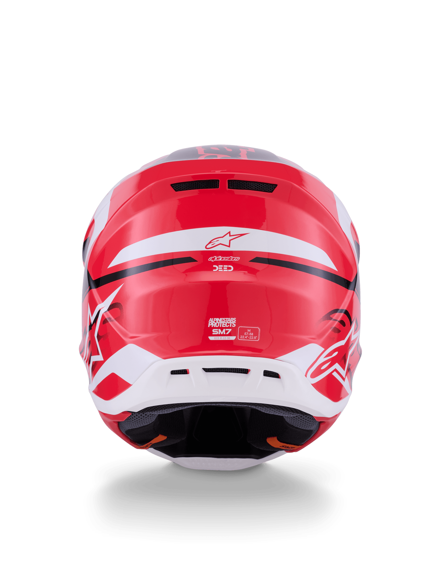 Alpinestars S-M7 Deed Vollgesichtshelm ECE 22.06 Rot-Schwarz-Weiß Glänzend - MxProStoreParts