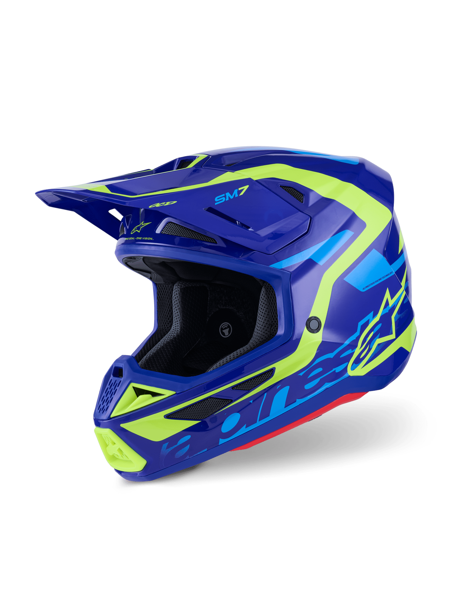Alpinestars S - M7 Deed Helm ECE 22.06 Blau Gelb Fluoreszierend Glänzend - MxProStoreParts