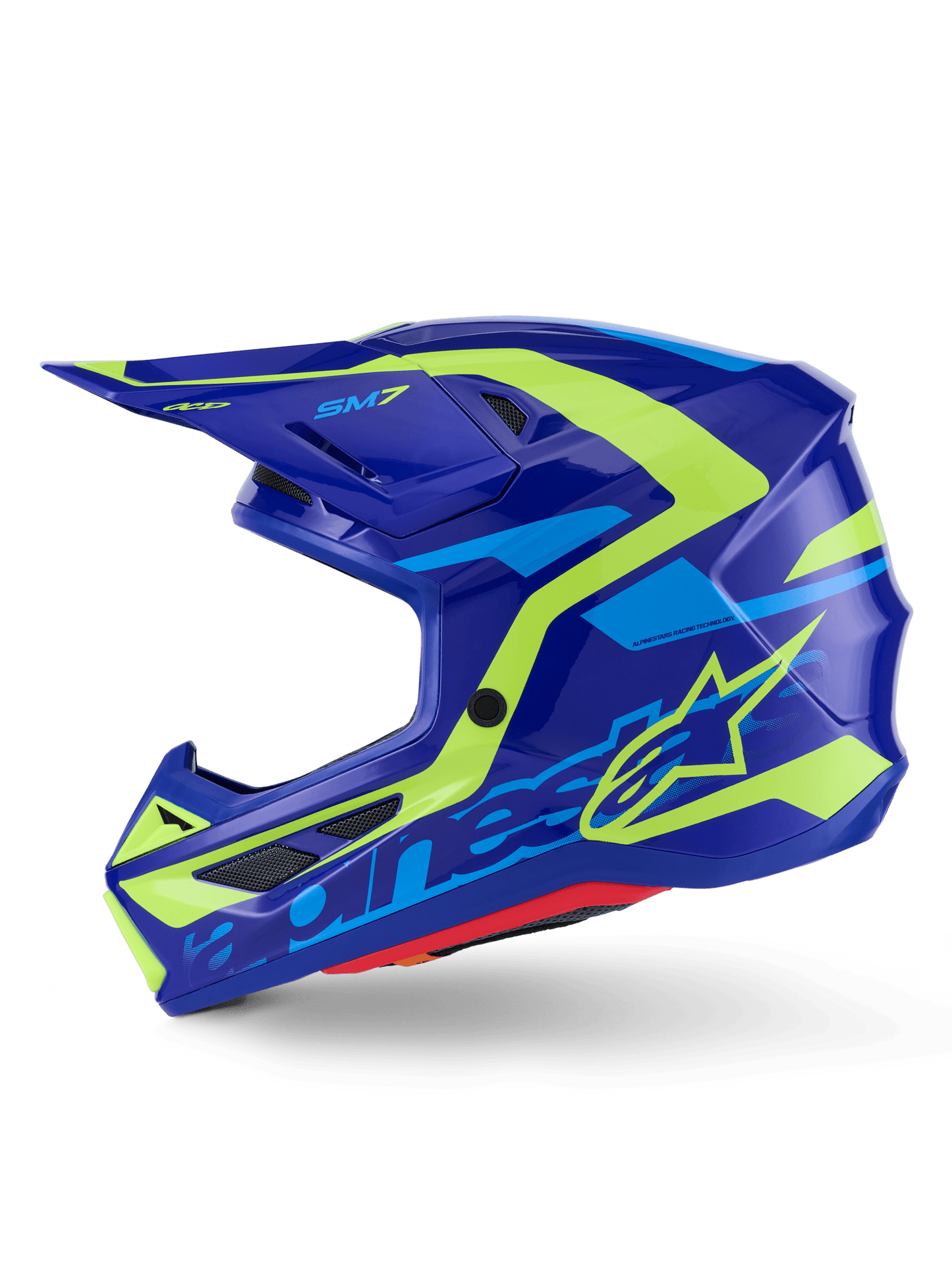 Alpinestars S - M7 Deed Helm ECE 22.06 Blau Gelb Fluoreszierend Glänzend - MxProStoreParts
