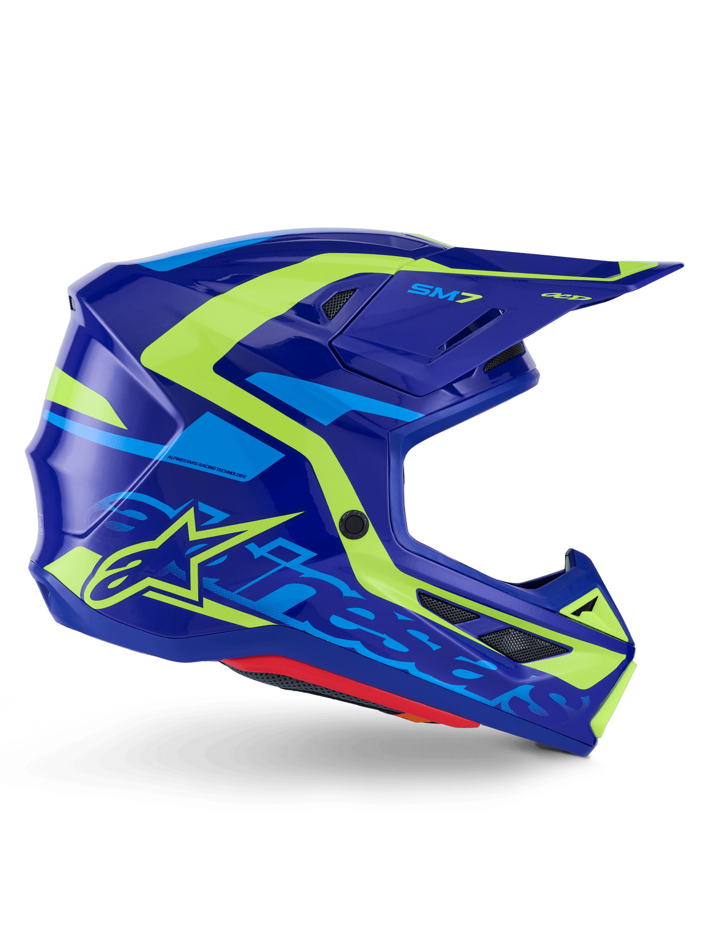 Alpinestars S - M7 Deed Helm ECE 22.06 Blau und Gelb Fluoreszierend glänzend – MxProStoreParts
