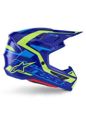 Casque Alpinestars S-M7 Deed ECE 22.06 Bleu Jaune Fluo Brillante