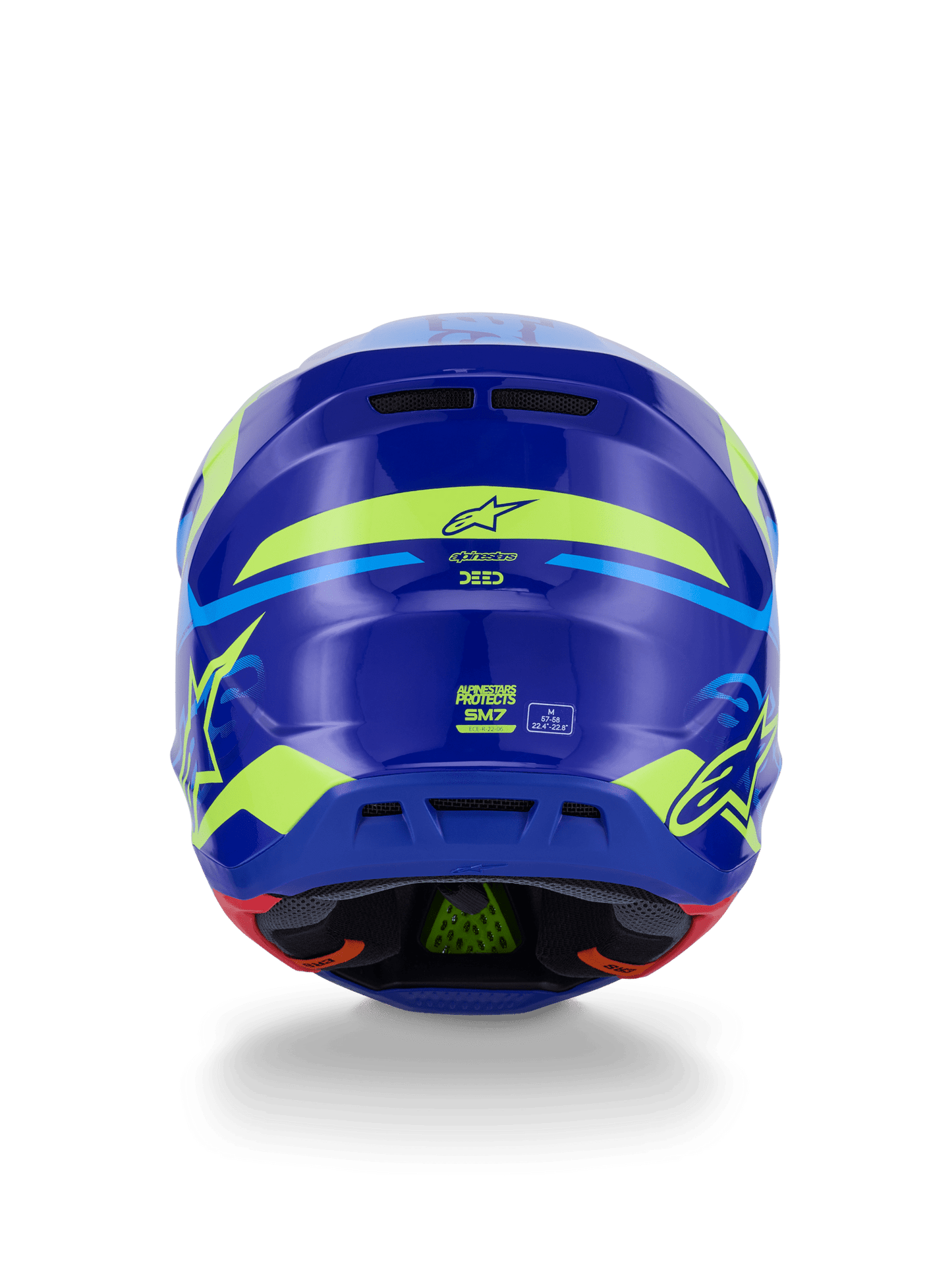 Alpinestars S - M7 Deed Helm ECE 22.06 Blau Gelb Fluoreszierend Glänzend - MxProStoreParts
