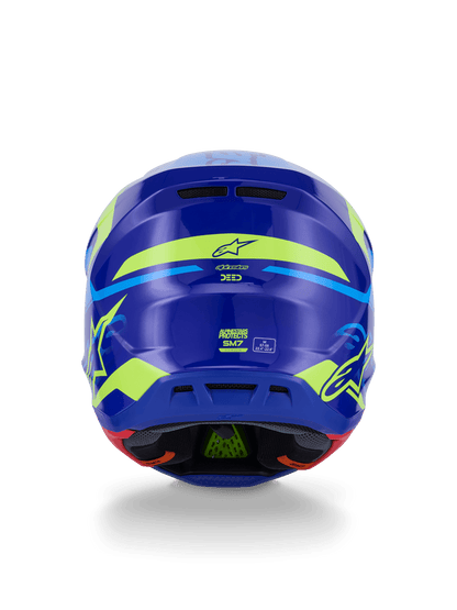 Alpinestars S - M7 Deed Helm ECE 22.06 Blau Gelb Fluoreszierend Glänzend - MxProStoreParts