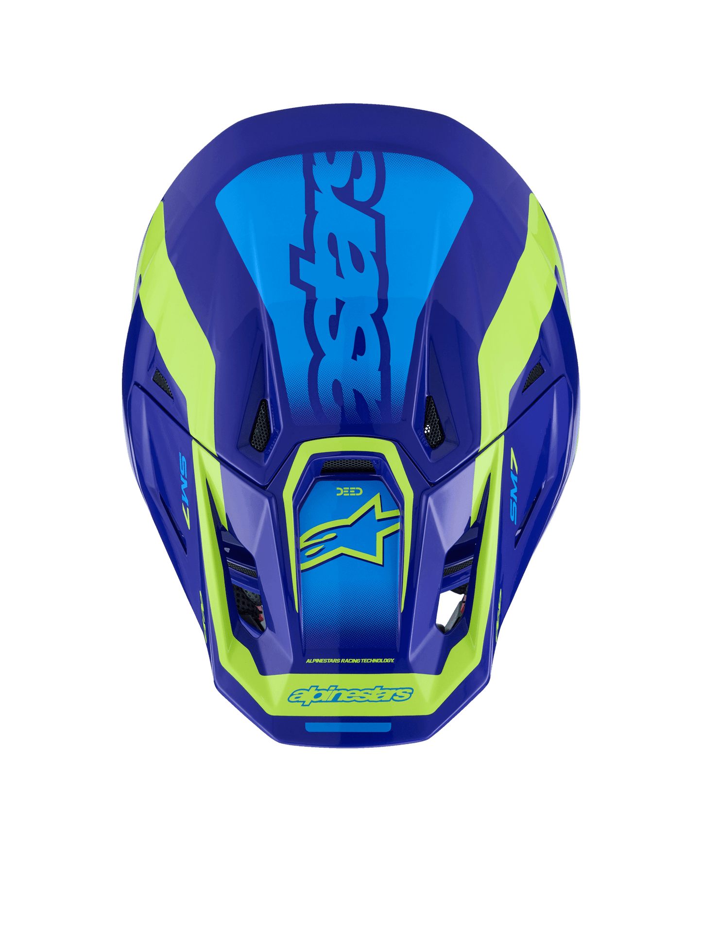 Alpinestars S - M7 Deed Helm ECE 22.06 Blau Gelb Fluoreszierend Glänzend - MxProStoreParts