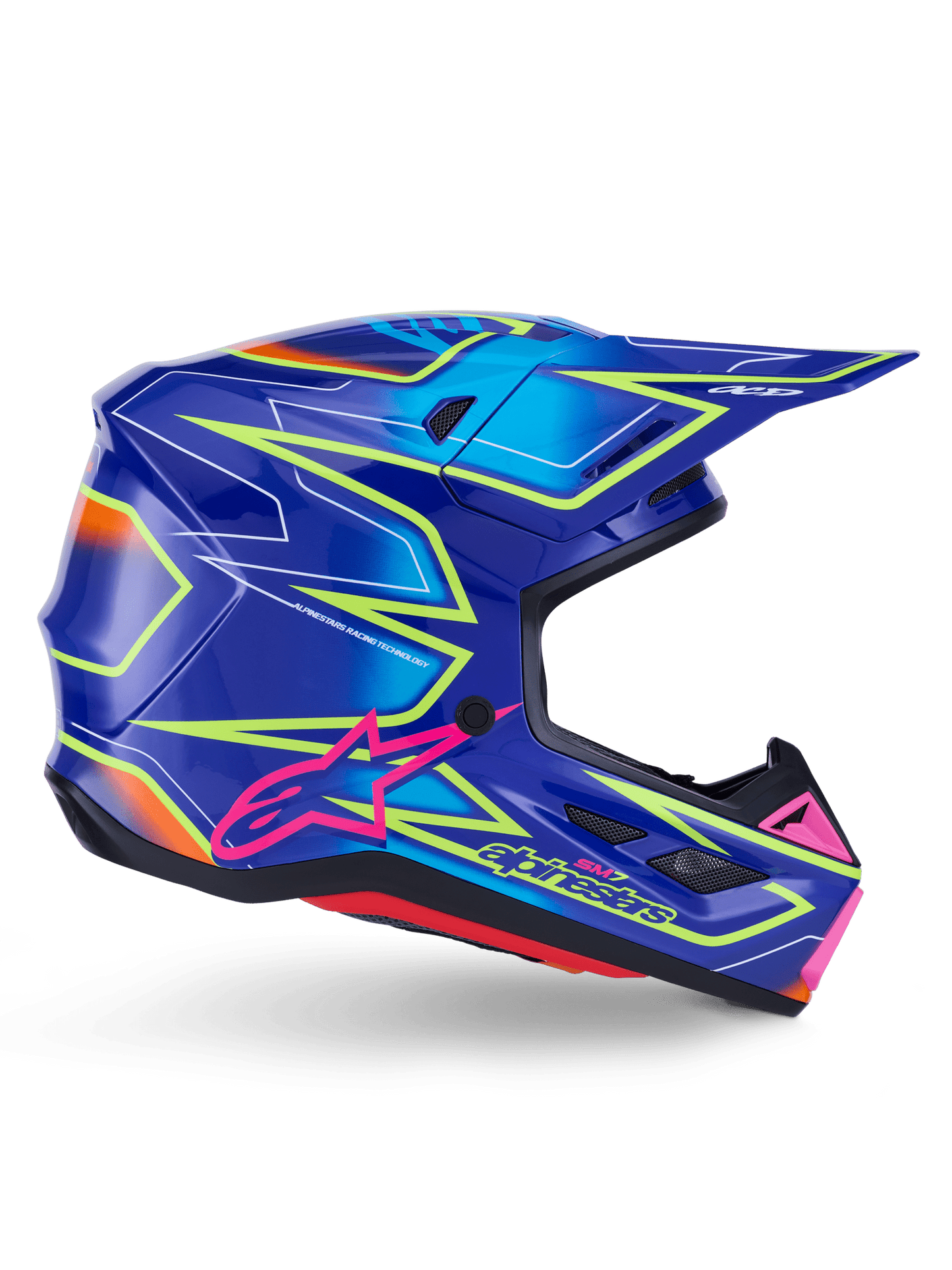 Alpinestars S-M7 Cast Helm glänzend fluoreszierend mit aerodynamischem Design - MxProStoreParts