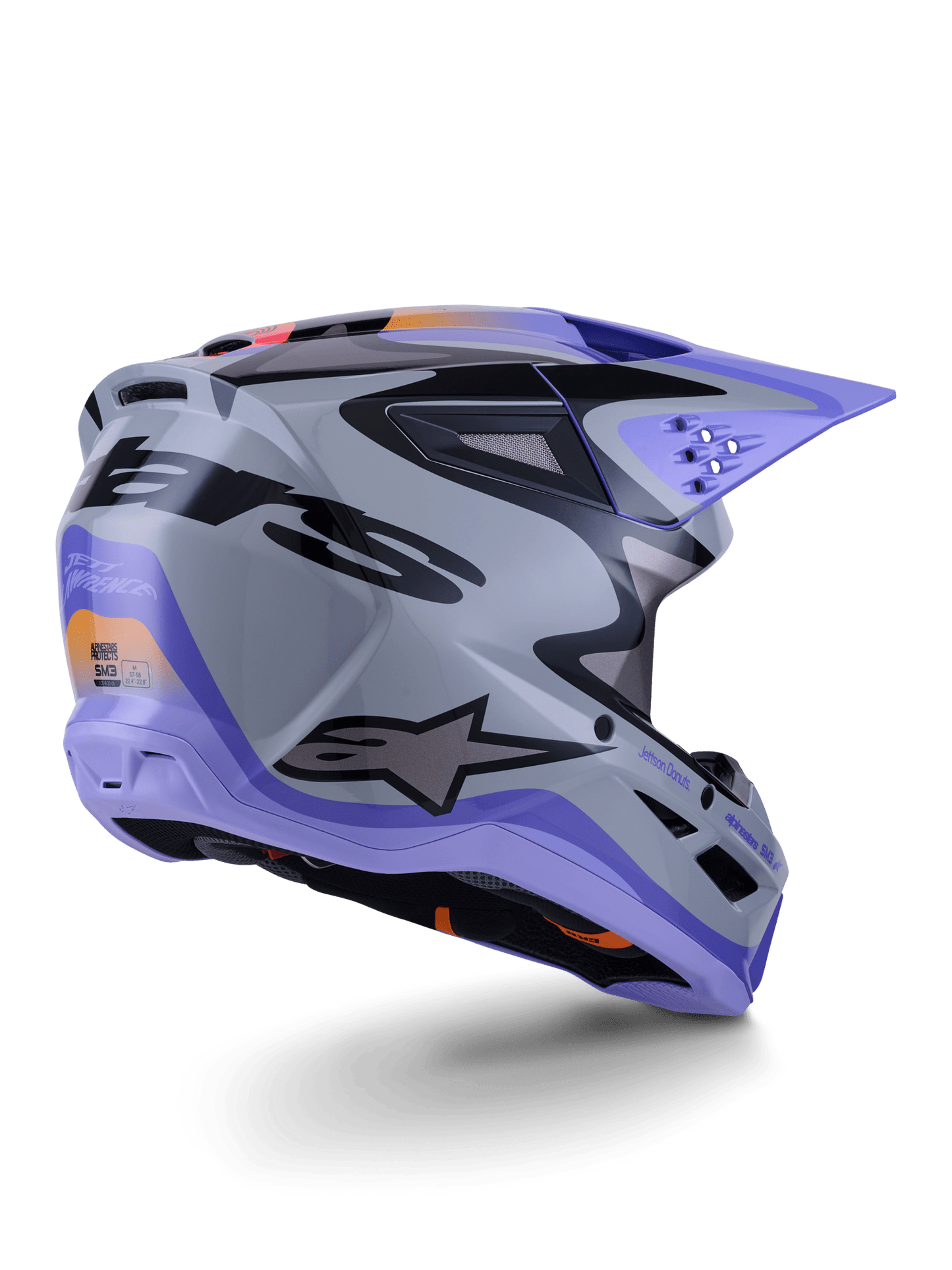 Alpinestars S‑M3 Jettson Helm ECE 22.06 Grau Lila Schwarz - MxProStoreParts