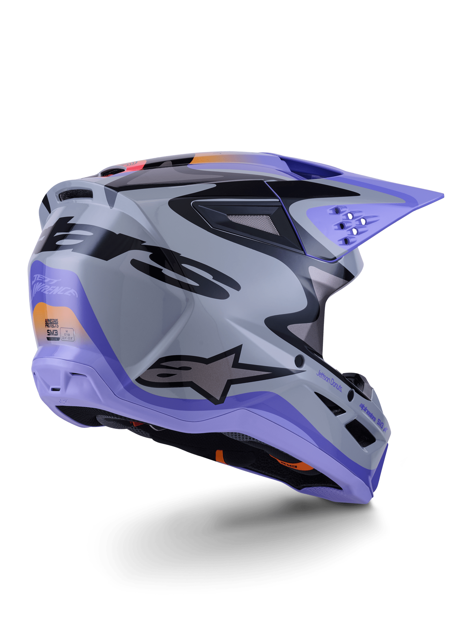 Alpinestars S‑M3 Jettson Helm ECE 22.06 Grau Lila Schwarz - MxProStoreParts