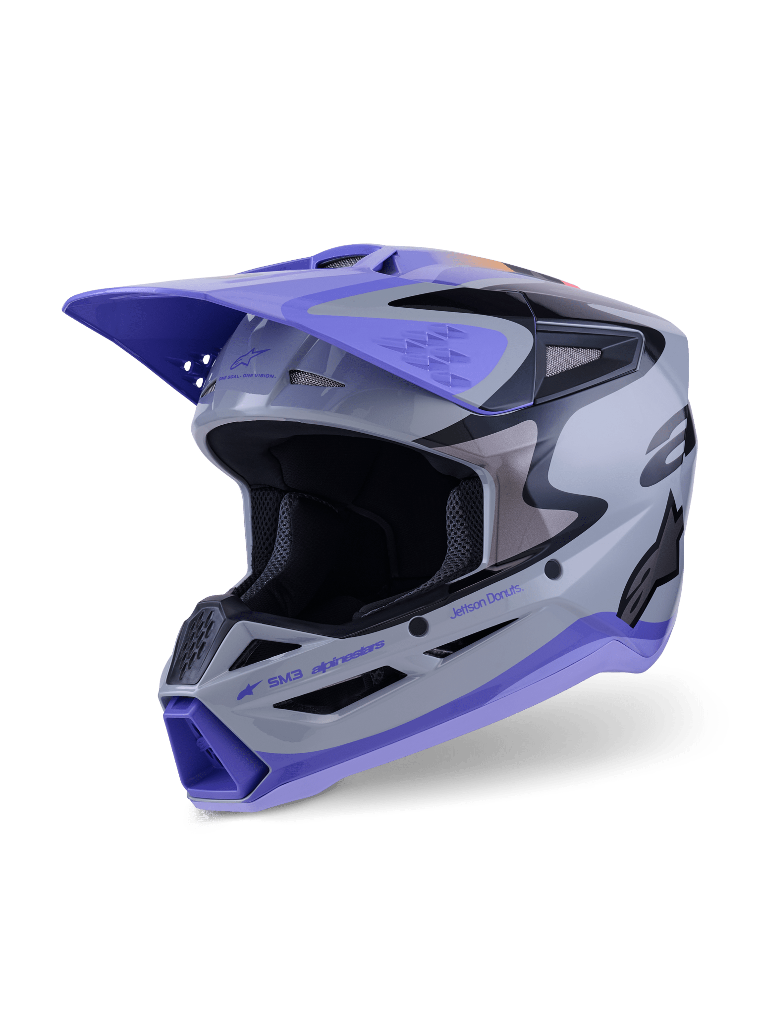 Alpinestars S‑M3 Jettson Helm ECE 22.06 Grau Lila Schwarz - MxProStoreParts