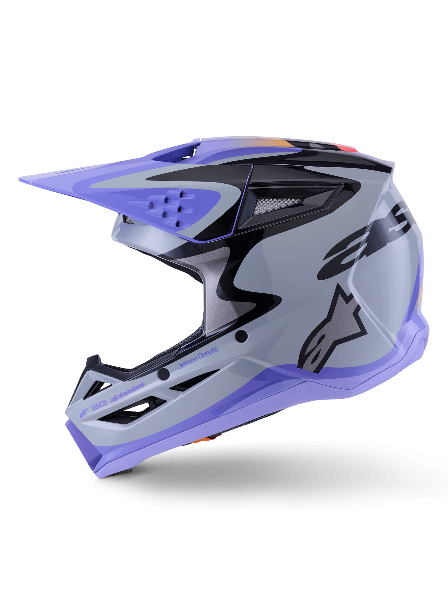 Alpinestars S‑M3 Jettson Helm ECE 22.06 Grau Lila Schwarz - MxProStoreParts