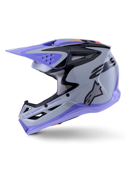 Alpinestars S‑M3 Jettson Helm ECE 22.06 Grau Lila Schwarz - MxProStoreParts
