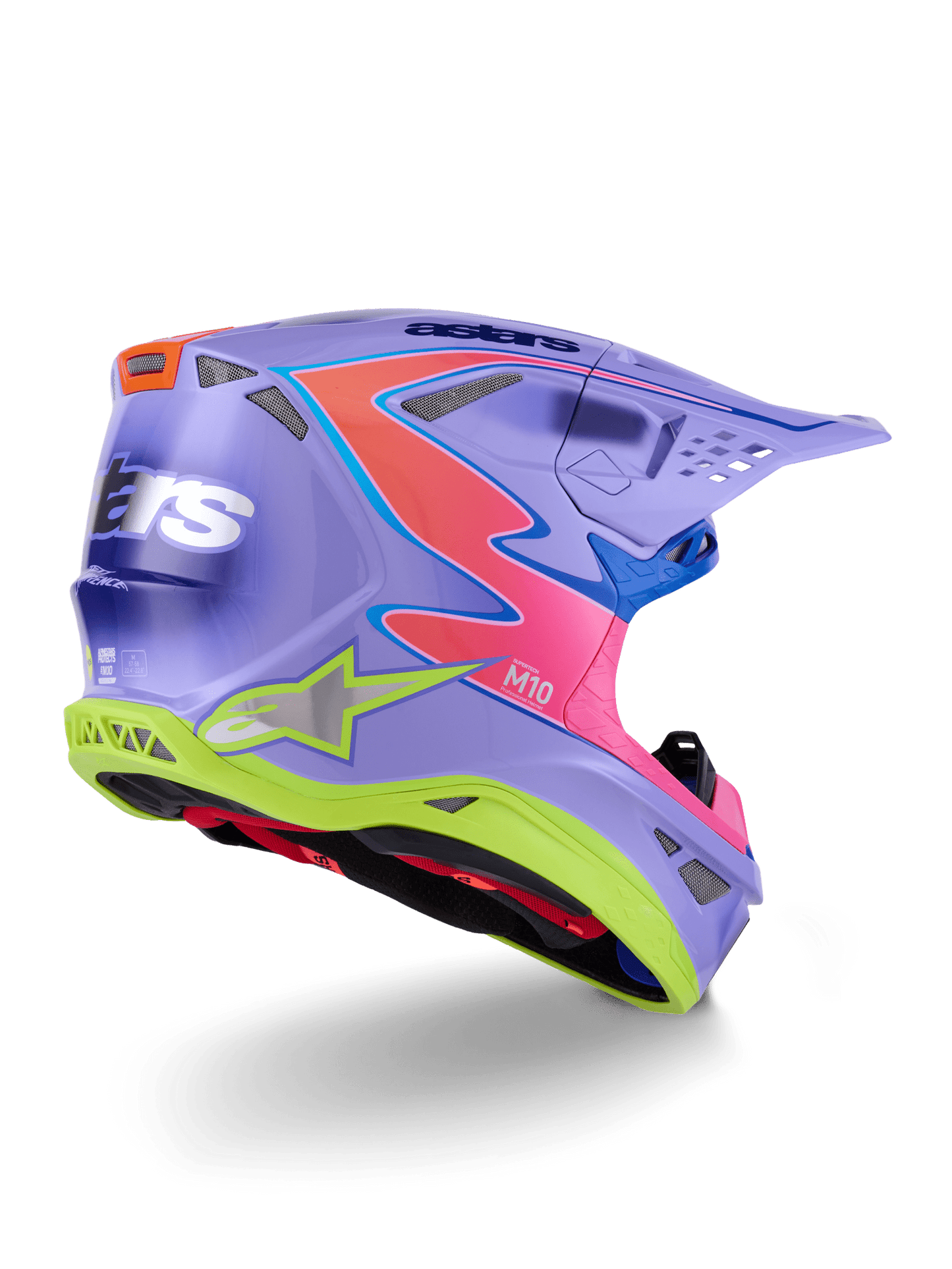 Alpinestars Supertech M10 Jett Lawrence Helm aerodynamisch Lila-Rosa-Gelb - MxProStoreParts