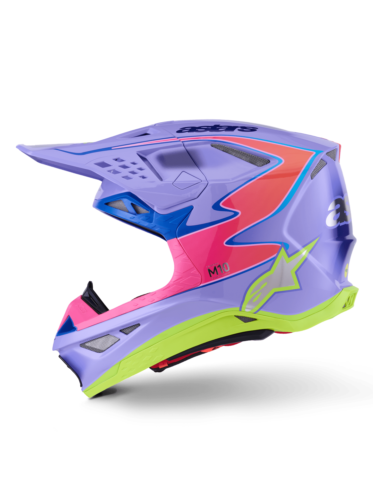 Alpinestars Supertech M10 Jett Lawrence Helm, aerodynamisch, Lila-Rosa-Gelb - MxProStoreParts