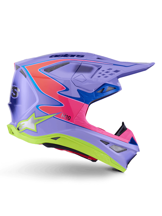 Alpinestars Supertech M10 Jett Lawrence Helm Aerodynamisch Paars‑Roze‑Geel - MxProStoreParts