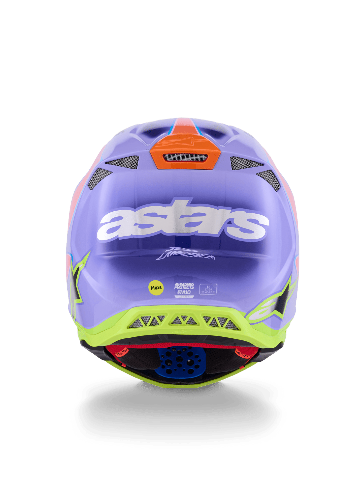 Alpinestars Supertech M10 Jett Lawrence Helm aerodynamisch paars-rosa-gelb - MxProStoreParts