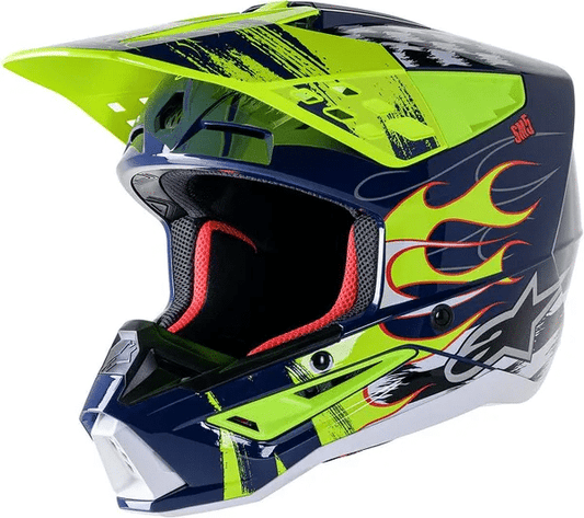 Alpinestars MX crosshelm Supertech M5 ( SM5 ) Rash Navy/ Fluor Geel maat XL
