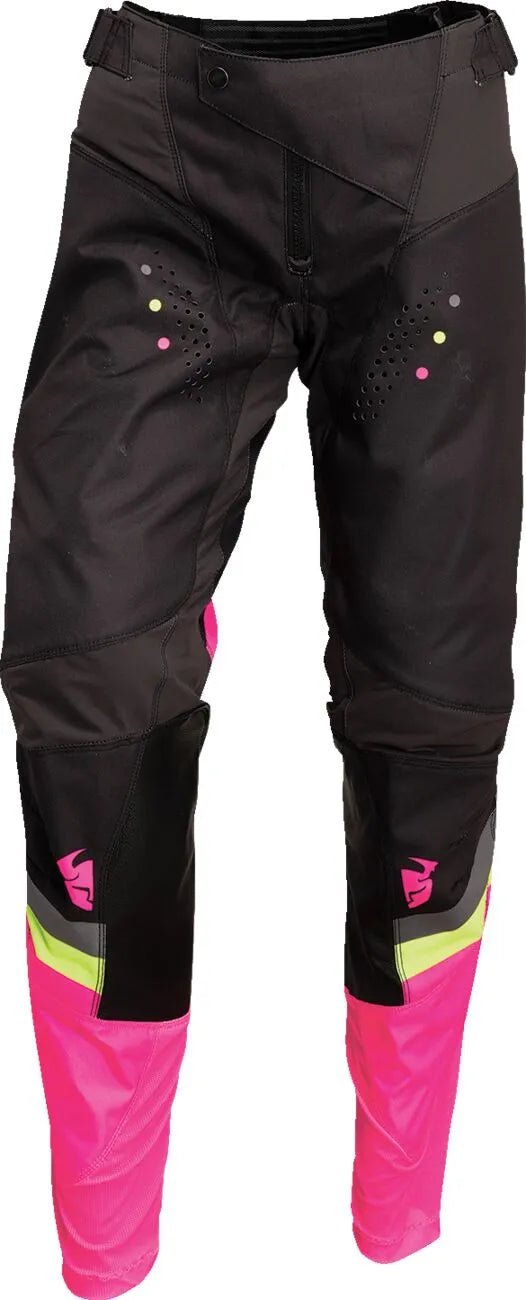THOR Pulse Rev dames crossbroek – Zwart/Geel/Antraciet/Fluoroze
