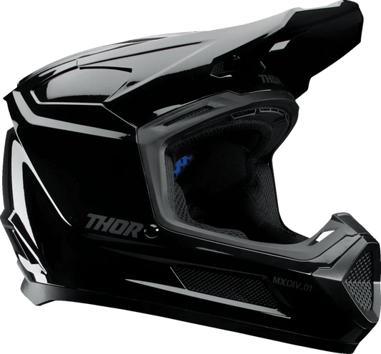 THOR Fleet Blackout jeugd crosshelm – Zwart glanzend