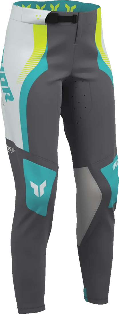 THOR Sportmode Velocity dames crossbroek – Grijs/Wit/Fluogeel/Aqua