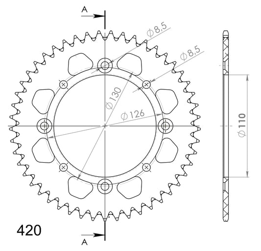 Supersprox achtertandwiel – RAL-455:48-BLK