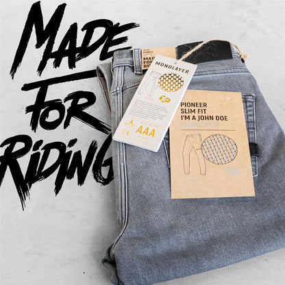JOHN DOE Pioneer Mono motorbroek lichtgrijs, maat 38/34