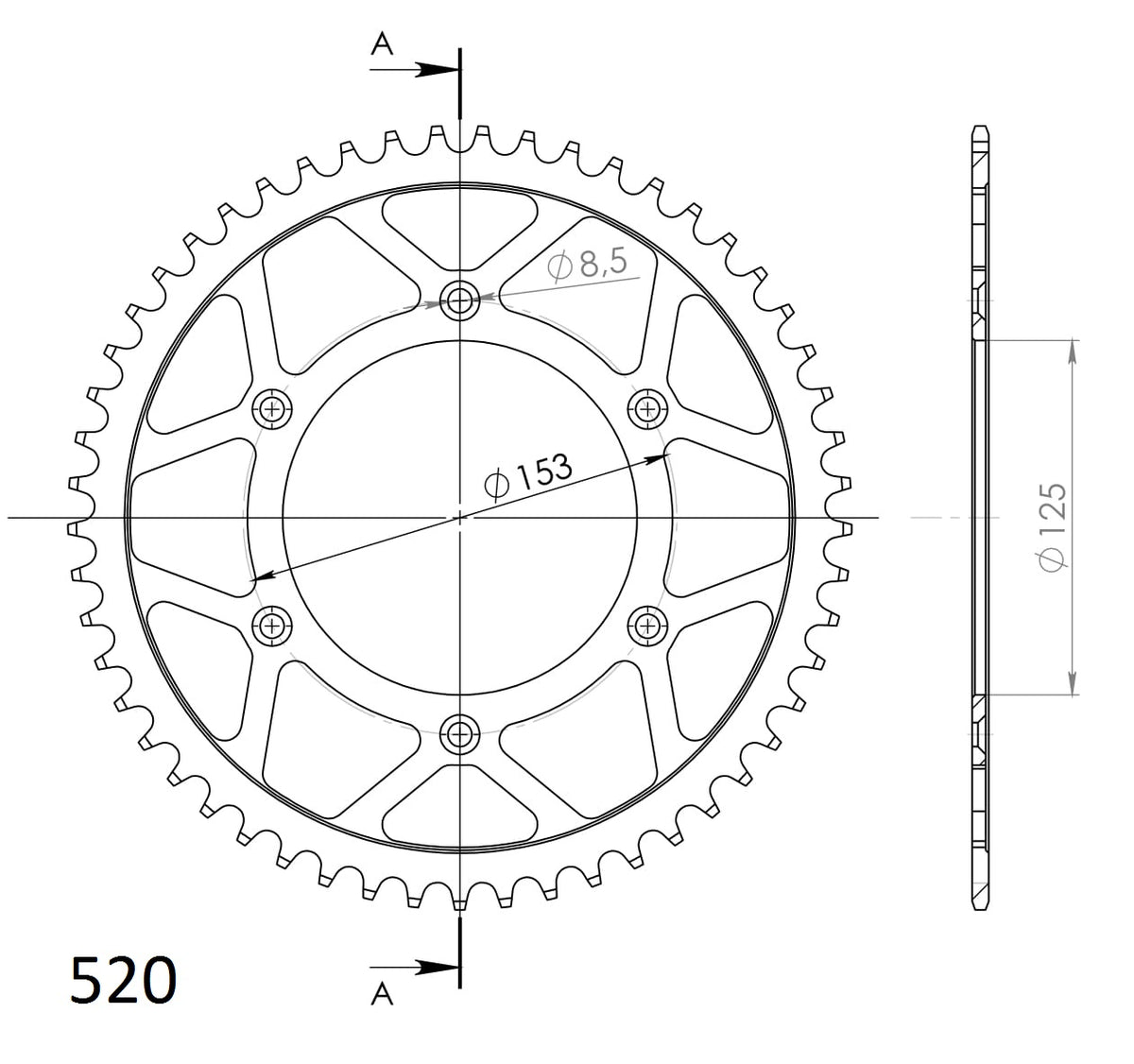 Fabrikantillustratie: Supersprox Rear sprocket 210.47 – RFE-210:47-BLK