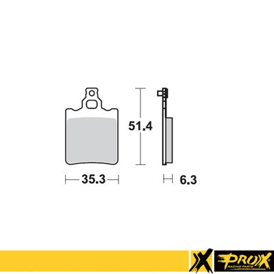Technische illustratie: ProX Rear Brake Pad KTM65SX '00-03 – 37.207302; uitvoering volgens artikelgegevens