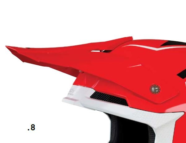 Montagevoorbeeld van de helmklep; helm niet inbegrepen: SHOT Visor Furious Chase Red White Glossy – A09-21B3-C06