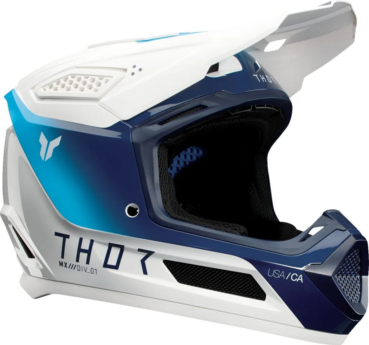 THOR Fleet Storm crosshelm – Blauw/Wit glanzend