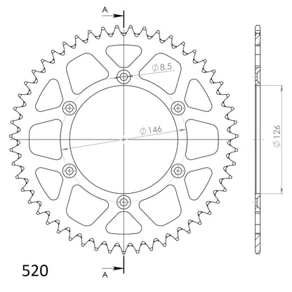 Supersprox Alu Rear sprocket SU RM125/250/450 Black 50