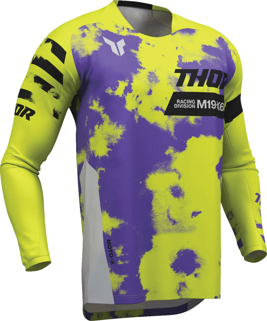 THOR Launchmode Bleach crossshirt – Zwart/Grijs/Paars/Acidgeel