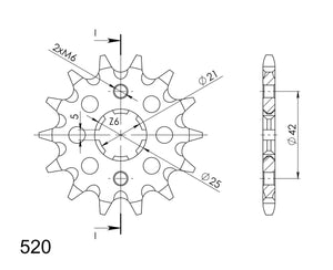 Technische illustratie: Supersprox Front sprocket 569.13 – CST-569:13.1; uitvoering volgens artikelgegevens