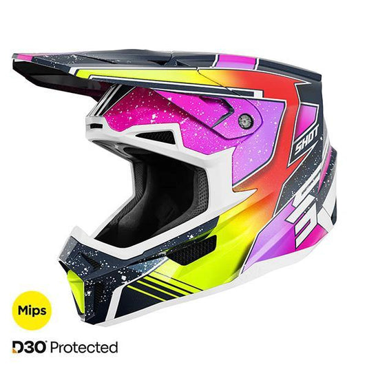 Shot MX Cross Helm Lite Racing Blau/Fluoreszierendes Gelb Perlmutt Erwachsene Kollektion 2026