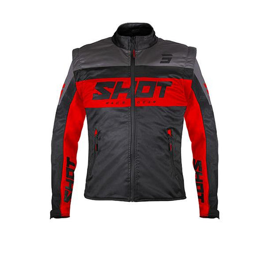 Shot Softshell Enduro Jas Volwassenen Zwart/Rood met afritsbare mouwen 2026 collectie