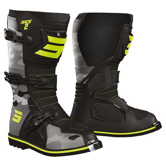 Shot Race Kinder-MX-Stiefel, Camouflage/Fluorgelb