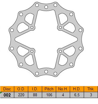 Delta Braking voor remschijf ( 220mm ) Type D Honda CR 80R 96-02 & CR 85R 03-07 & CRF 150R 07-15