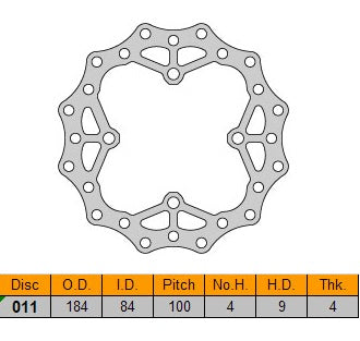 Delta Braking achter remschijf ( 184mm ) Type D Kawasaki KX 85 01-15 & KX 100 01-15