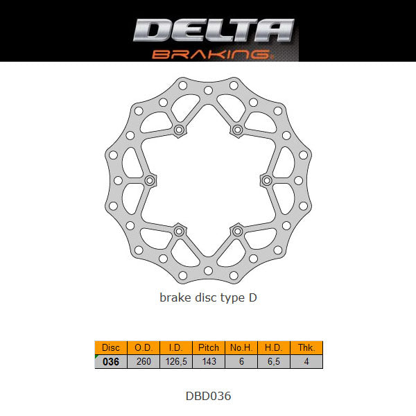 Delta Braking voor remschijf ( 260mm ) Type D KTM 89- & Husqvarna 14- & Husaberg 00-13