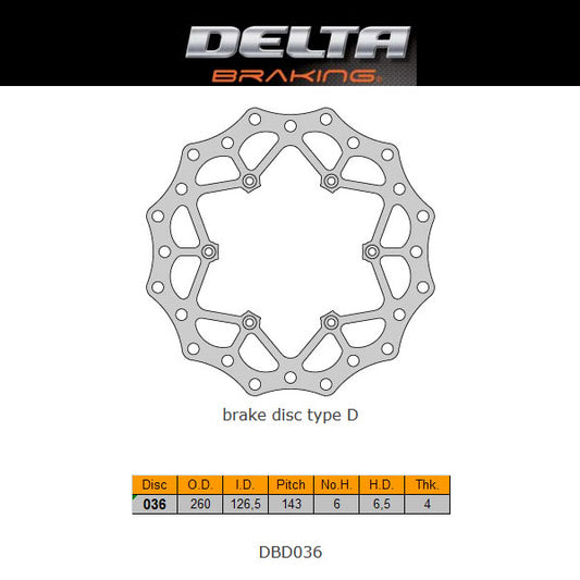 Delta Braking voor remschijf ( 260mm ) Type D KTM 89- & Husqvarna 14- & Husaberg 00-13