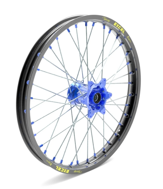 Elite Voorwiel compleet Zwarte Excel Signature velg + Kite Blauwe naaf 21-1.60 alle TM vanaf 2015-2025