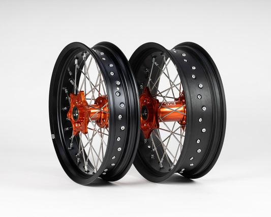Sixty5 KTM Supermoto Black/Orange wheel set 3.5-17/5.0-17