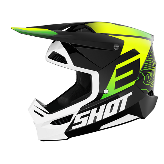 Shot MX Crosshelm Kinderen Furious Kid Phaser Apex Fluor Geel 2025 Collectie