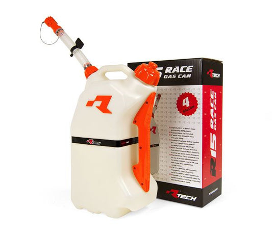 Racetech brandstoftank 15 liter wit/oranje