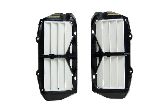 Racetech reinforced radiator roosters/lamellen zwart/wit Husqvarna TC/FC 125-450 2019-2022 & FE/TE 250-501 2020-2022 & KTM SX 125/150/250 2019- & SX-F 250/350/450 2019- & EXC/EXC-F 250/300/350/450/500 2020-