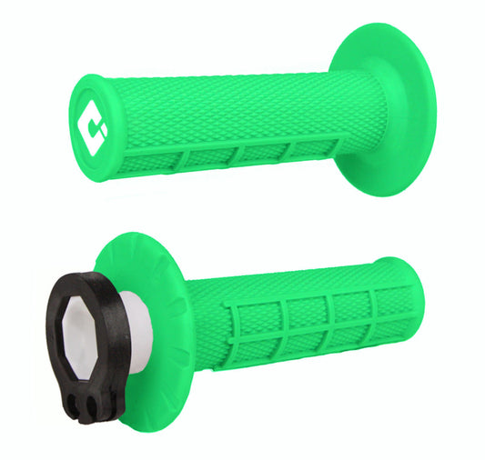 ODI V2 Half-Waffle Lock-On handvaten – Fluor Groen – Geschikt voor 2- en 4-takt