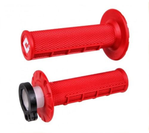 ODI Lock‑On Half Waffle Handvatten – Rood (2‑ & 4‑takt)