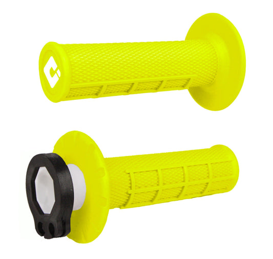 ODI V2 Half-Waffle Lock-On handvaten – Fluor Geel – Geschikt voor 2- en 4-takt