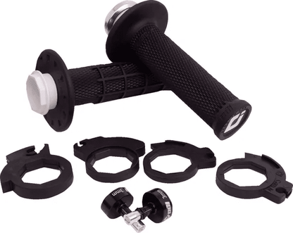 Odi Micro-X Lock-On handvaten Half Waffle Zwart/Zilver (voor KTM/Husqvarna/Gas Gas 50/65cc) & Kawasaki KX 65/85 - MxProStoreParts