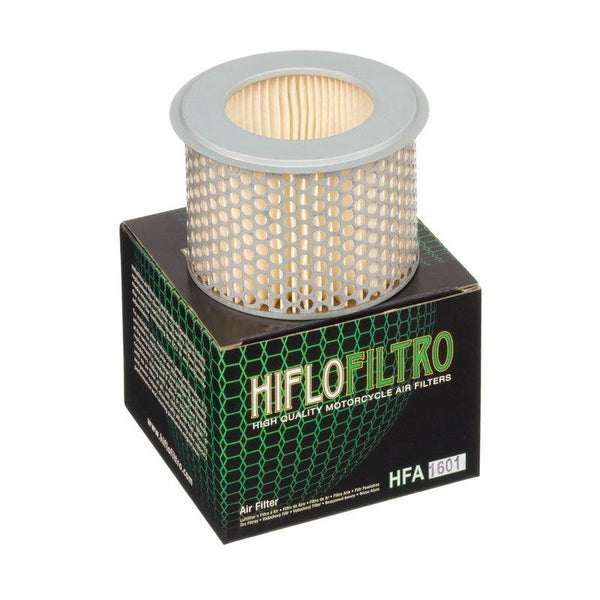 HiFlo HFA1601 air filter, silver perforated metal mesh with beige pleated element